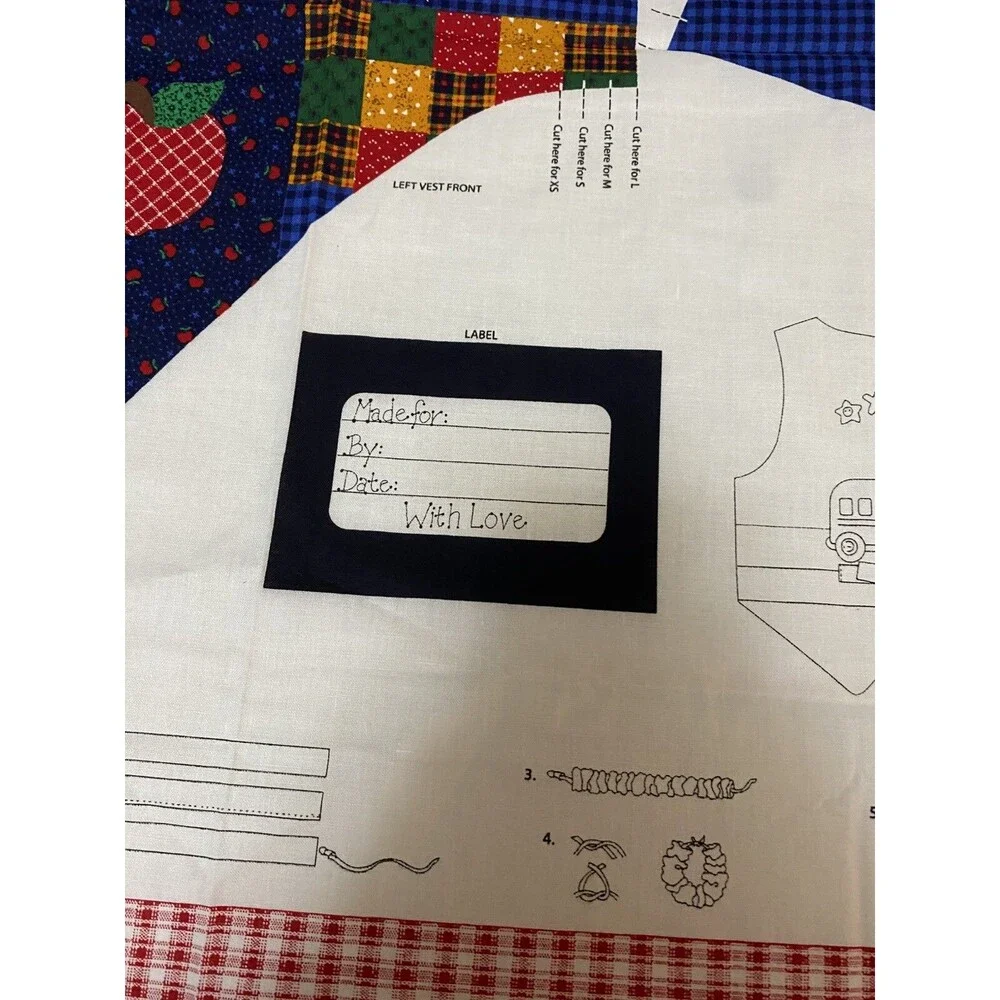 Vintage DreamSpinners Cranston Kids Back To School Vest Cut Sew Fabric Panel